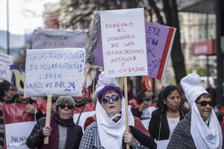 Imagen de archivo de una movilización por los derechos de las trabajadoras del hogar. (Aritz LOIOLA/FOKU)