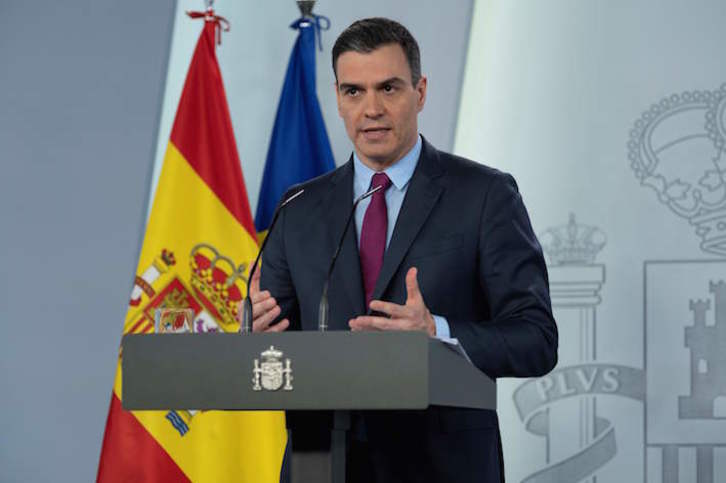 Pedro Sánchez ha comparecido este sábado en La Moncloa. (Borja PUIG DE LA BELLACASA/AFP)