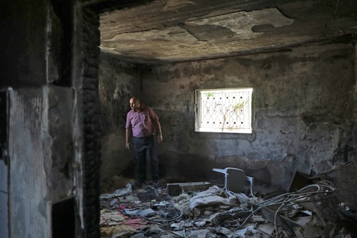 Una casa quemada por colonos en Duma, Cisjordania. (Jaafar ASHTIYEH/FOKU)