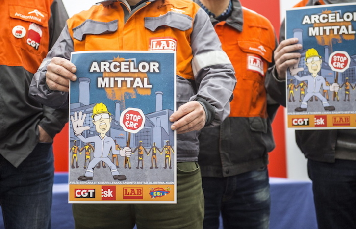 Protesta sindical contra un ERE en Arcelor Mittal. (Marisol RAMIREZ/FOKU)