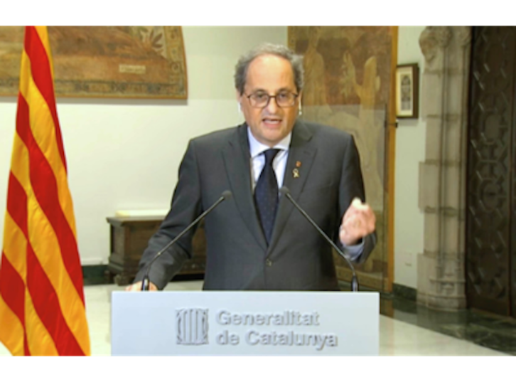 El president de la Generalitat, Quim Torra, en su intervención. (@govern)