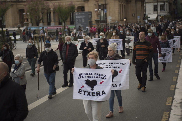 Movilización convocada por expresos en Donostia el pasado sábado. (Juan Carlos RUIZ/FOKU)