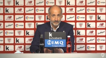 Elizegi durante la rueda de prensa telemática ofrecida este mediodía. (ATHLETIC CLUB)