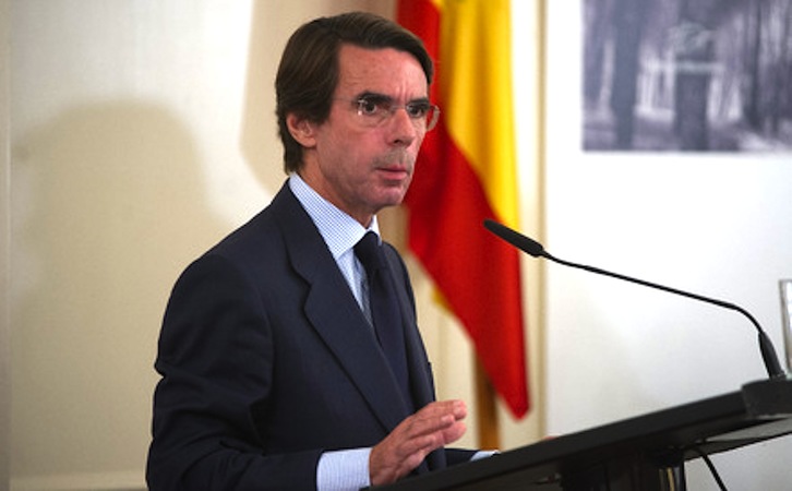 Jose Maria Aznar, ex presidente del Gobierno español, en una presentación de un libro en Donostia. (Andoni CANELLADA/FOKU)