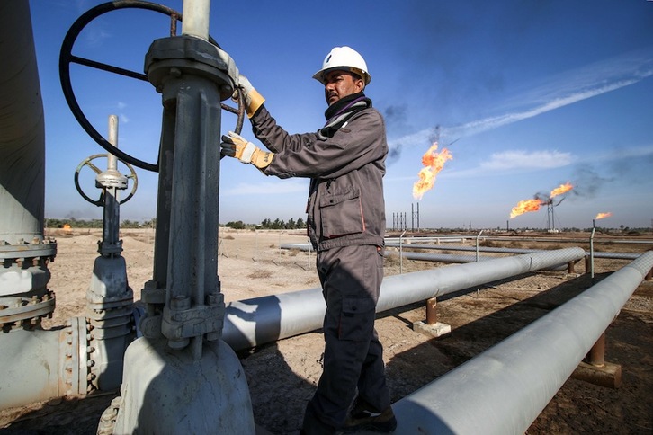 La estación de gas natural de Bin Omar, en Irak. (Haidar Mohammed ALI | AFP))