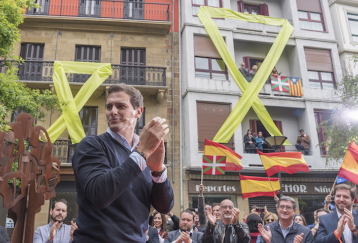 Albert Rivera, en su mitin en Errenteria el 14 de abril de 2019. (Andoni CANELLADA / FOKU)