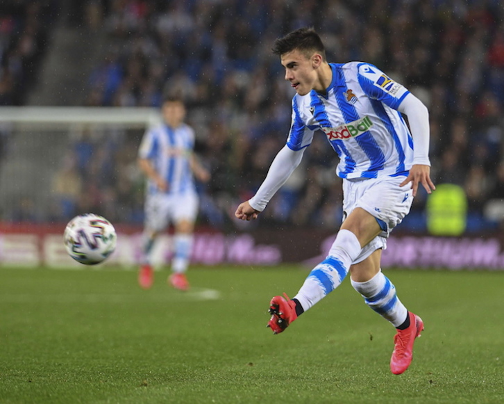 Ander Barrenetxea, en el partido de Copa jugado contra Osasuna. (Jon URBE/FOKU)