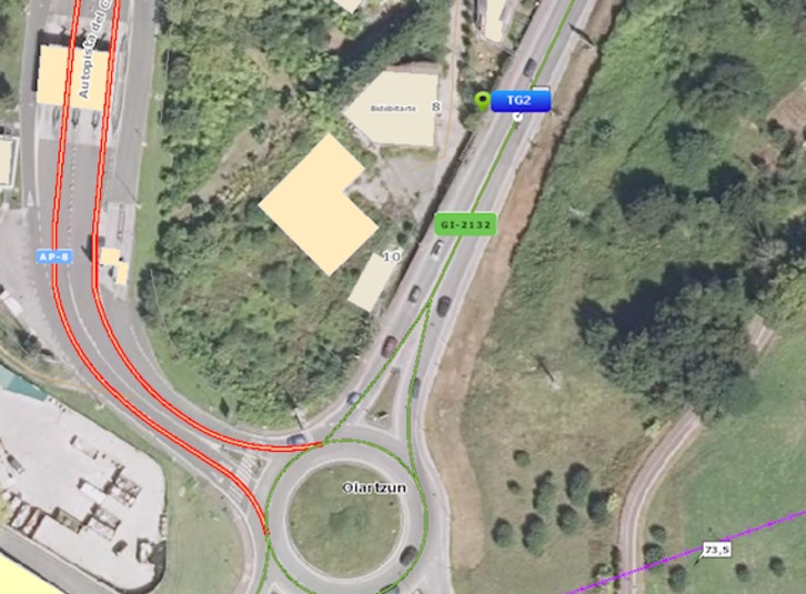 Lugar en el que ha sucedido el accidente de Oiartzun. (@trafikoaEJGV)