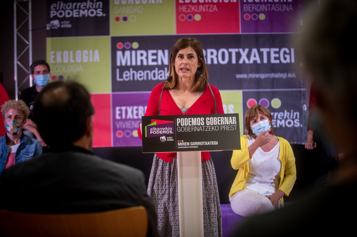 Miren Gorrotxategi, candidata de Elkarrekin Podemos-IU. (Jaizki FONTANEDA/FOKU).