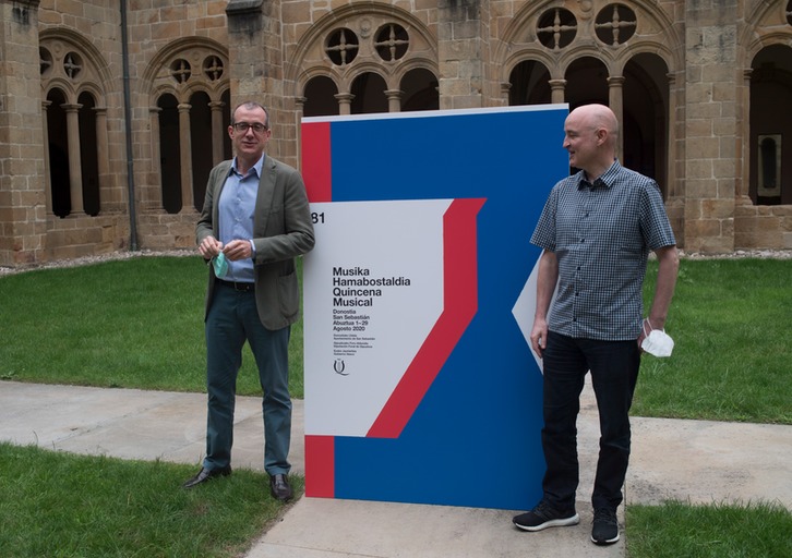  Patrick Alfaya, director de la Quincena, y Pello Irazu, diseñador del cartel. (Juan Carlos RUIZ / FOKU)