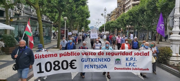 La manifestación desarrollada este lunes en Donostia. (AEPB-APAE)