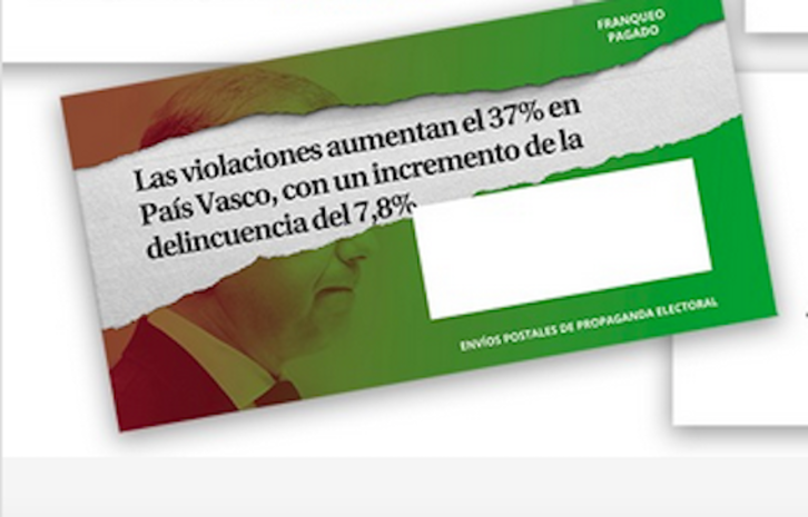 Uno de los sobres distribuidos por Vox. 