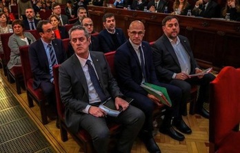 Junqueras y otros condenados durante el juicio. (POOL / FOKU)