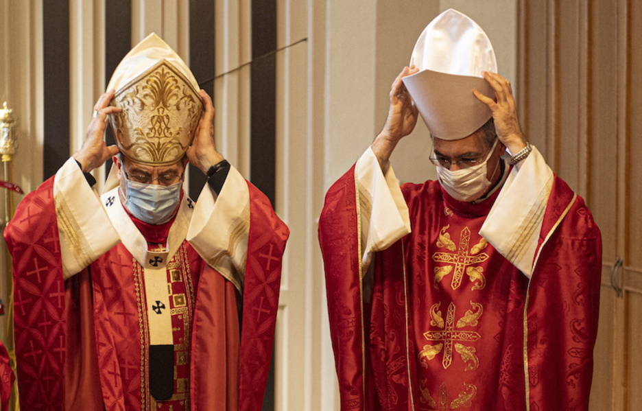 La Misa de San Fermín se mantuvo, con medidas especiales. (Jagoba MANTEROLA | FOKU)