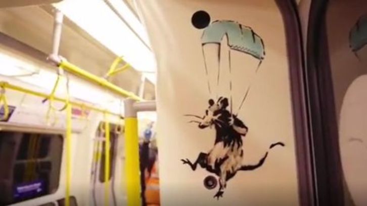 Una de las ratas que ha pintado Banksy en el metro. (NAIZ)