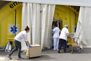 Preparando una carpa para análisis en Lleida. (Pau BARRENA / AFP)