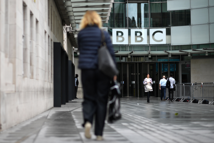 Imagen de la sede central de la BBC en la londinense Portland Place. (Ben STANSALL/AFP)
