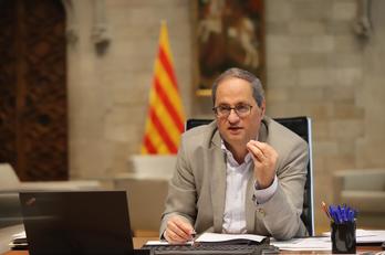 El president de la Generalitat, Quim Torra, ayer. (@QuimTorraiPla)