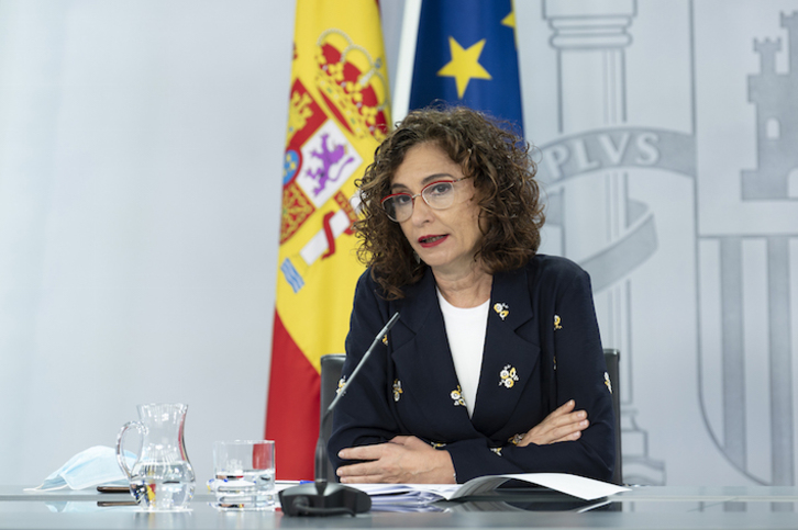 María Jesús Montero, ministra de Hacienda y portavoz del Gobierno español, en una comparecencia anterior. (Borja PUIG DE LA BELLACASA/POOL MONCLOA)