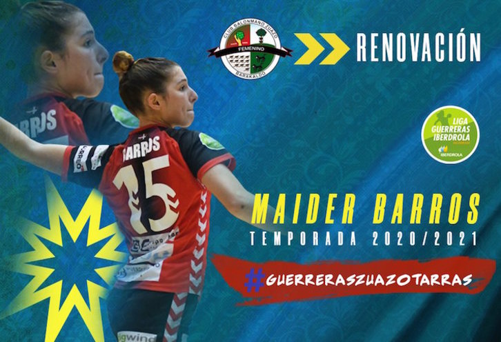 Maider Barros ha sido la última en renovar con Zuazo. (CLUB BALONMANO ZUAZO)