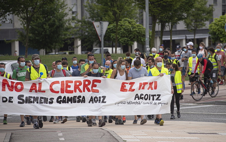 Agoizko Siemens-Gamesako langileak Iruñeko kaleetan. (Jagoba MANTEROLA/FOKU)