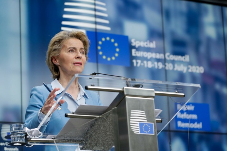 La presidenta de la Comisión Europea, Ursula von der Leyen. (Stephanie LECOCQ | AFP)