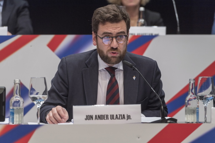 El Consejero delegado del Eibar Jon Ander Ulazia ha analizado la actualidad del club. (Juanan RUIZ/FOKU)