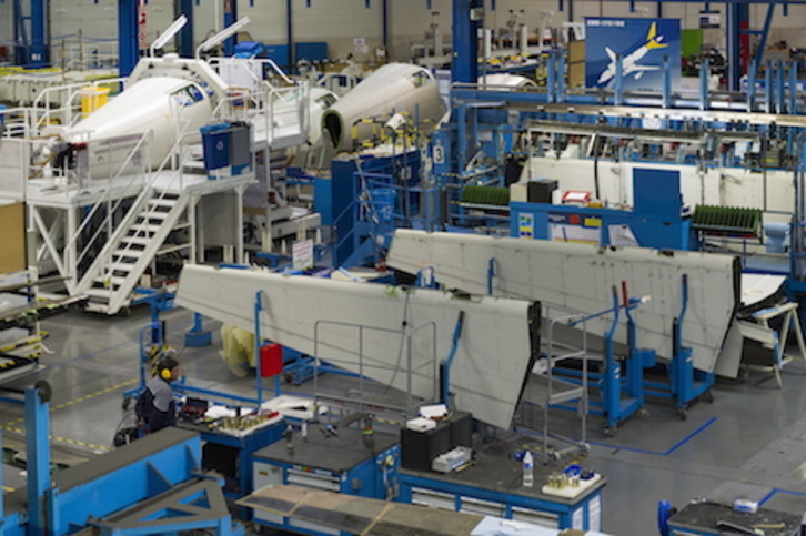 Aernova enpresak Berantevillan duen lantegiko irudia. Juanan RUIZ