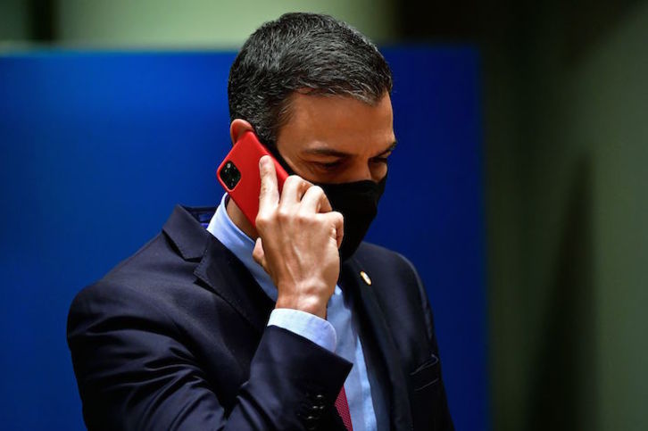 El presidente del Gobierno español, Pedro Sánchez, durante la cumbre de Bruselas. (John THYS/AFP)