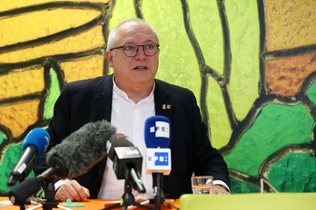 Lluis Puig, Bruselatik emandako prentsaurrekoan. (Francois WALSCHAERTS / AFP)