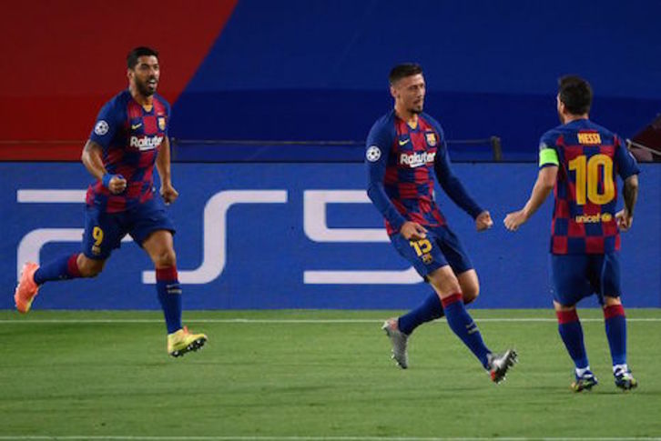 Un gol de Lenglet a los 10 minutos ha desatascado el frío inicio de partido del Barcelona. (Lluis GENÈ/AFP)