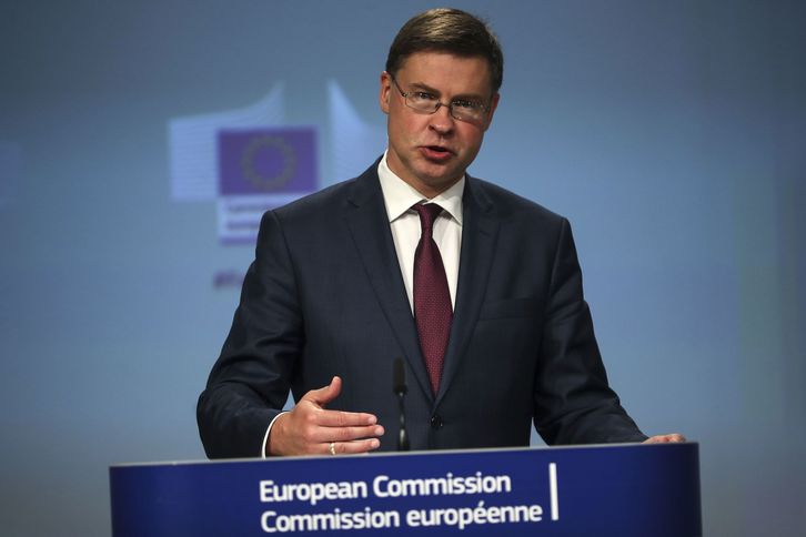 Valdis Dombrovskis Europako Batzordeko presidenteordea. (Francisco SECO/AFP)