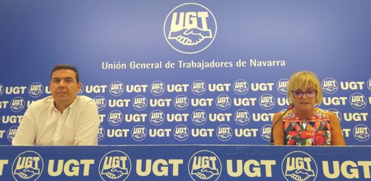 Imagen de la rueda de prensa de UGT. (UGT Navarra)