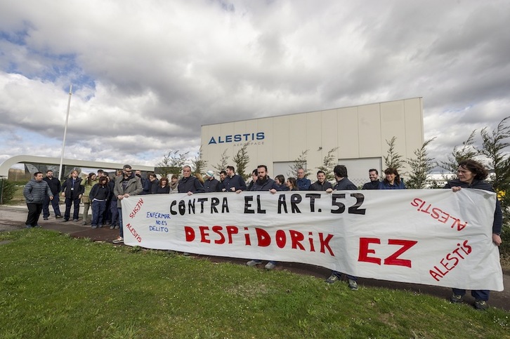 Movilización de la plantilla de Alestis en Miñao, en marzo de 2018, contra unos despidos. (Jaizki FONTANEDA | FOKU)