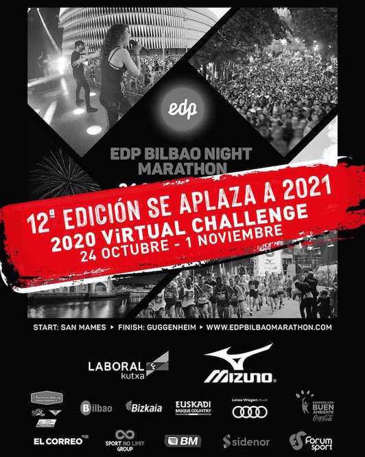 La 12ª edición se aplaza a 2021, pero se ha creado la carrera virtual. (EDP BILBAO NIGHT MARATHON)