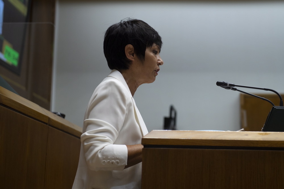 Maddalen Iriarte, tribunan hitz egiten. (Juanan RUIZ/FOKU)