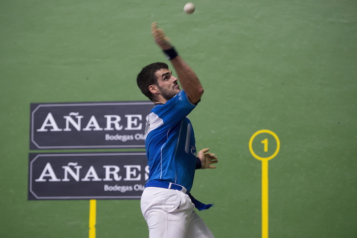 Joseba Ezkurdia izan da partidan tantorik gehien egin duen pilotaria. (Iñigo URIZ/FOKU)