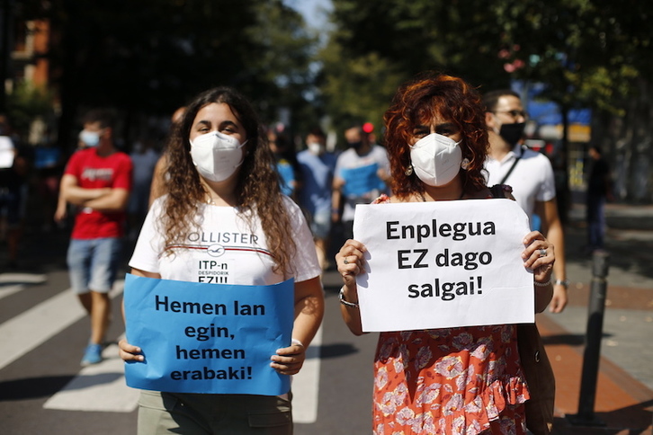 Trabajadoras de ITP Aero, en una movilización en Bilbo. (Aritz LOIOLA | FOKU)