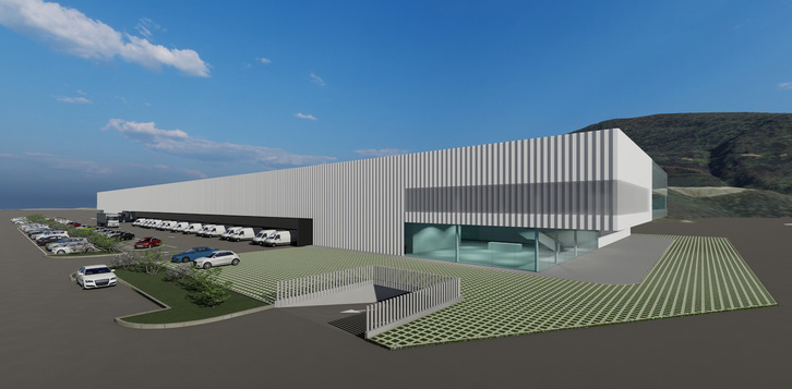 Imagen del proyecto de centro logístico del medicamento en Eskuzaitzeta. (DFG)
