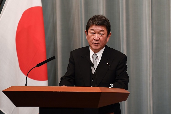  Toshimitsu Motegi Japoniako Kanpo Arazoetarako ministroa. (Charly TRIBALLEAU/AFP) 