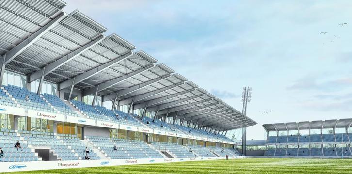 Así quedarán las nuevas tribunas Esta y Sur. (www.abrugby.fr)