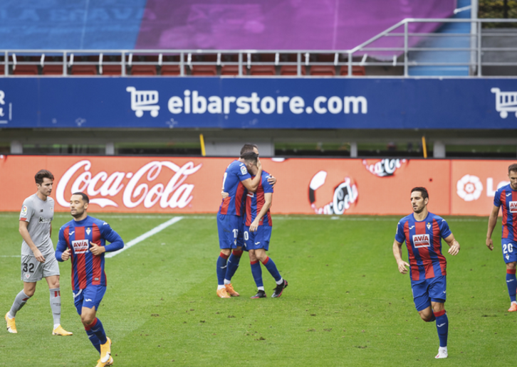 Kike García celebra el gol marcado en el derbi ante el Athletic. (@SDEibar)