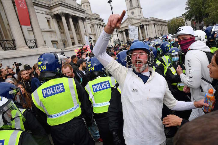 Movilización en Londres el sábado contra las medidas del Gobierno. (Justin TALLIS | AFP)