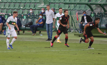 Imanol, en el encuentro jugado el sábado en Elche. (LOF)