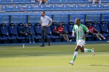 Pablo Machín, en el banquillo de Mendizorrotza en el duelo frente al Real Betis. (LA OTRA FOTO)