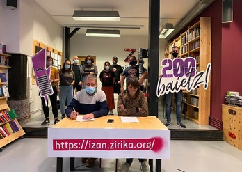 Zirika! herri guneak 200Baietz kanpaina jarri du martxan proiektua sustatzeko.