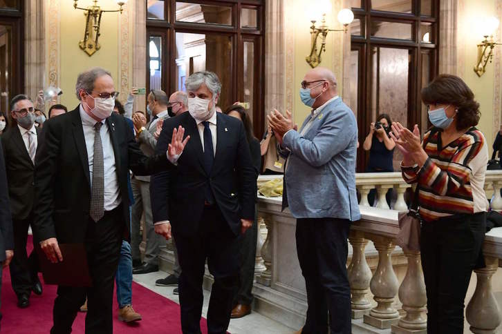 Torra, a su llegada hoy al Parlament. (Lluis GENE / AFP)
