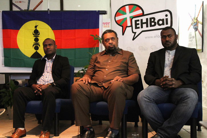 Forrest, erdian, kanakiar delegazio batekin heldu zen, 2018 urrian, Baionara, (Aurore LUCAS)