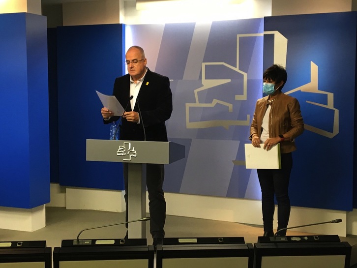 Joseba Egibar y Maddalen Iriarte han presentado la declaración conjunta. (Iñaki IRIONDO)