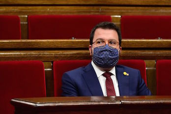 El president en funciones, Pere Aragonès. (Lluis GENE/AFP)